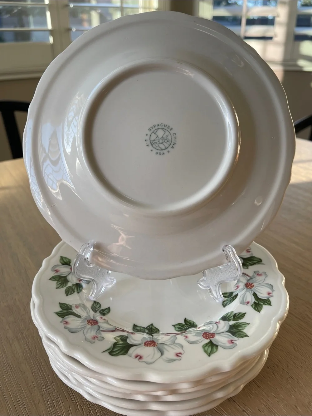 Syracuse China Restaurant Ware Dogwood Pattern Set of 7 Salad Plates USA 7.5”